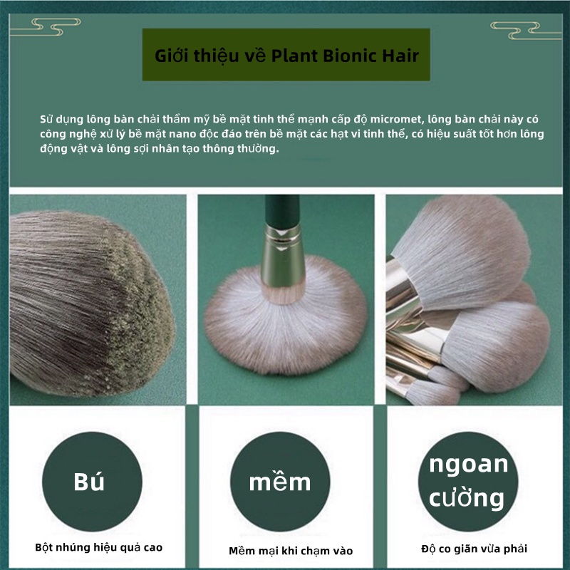 14 Cọ trang điểm GDTIMA chất lượng cao siêu mềm màu xanh lá cây