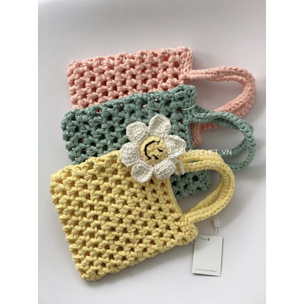 Túi lưới mini cầm tay đan móc thủ công hot trend làm quà tặng, dạo phố, du lịch, chụp hình thời trang