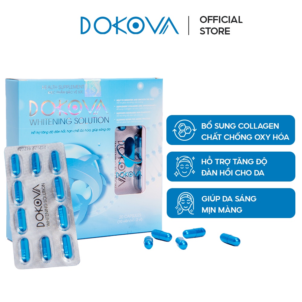 Viên uống dưỡng trắng da mờ nám - DOKOVA WHITENING SOLUTION 20 viên/hộp