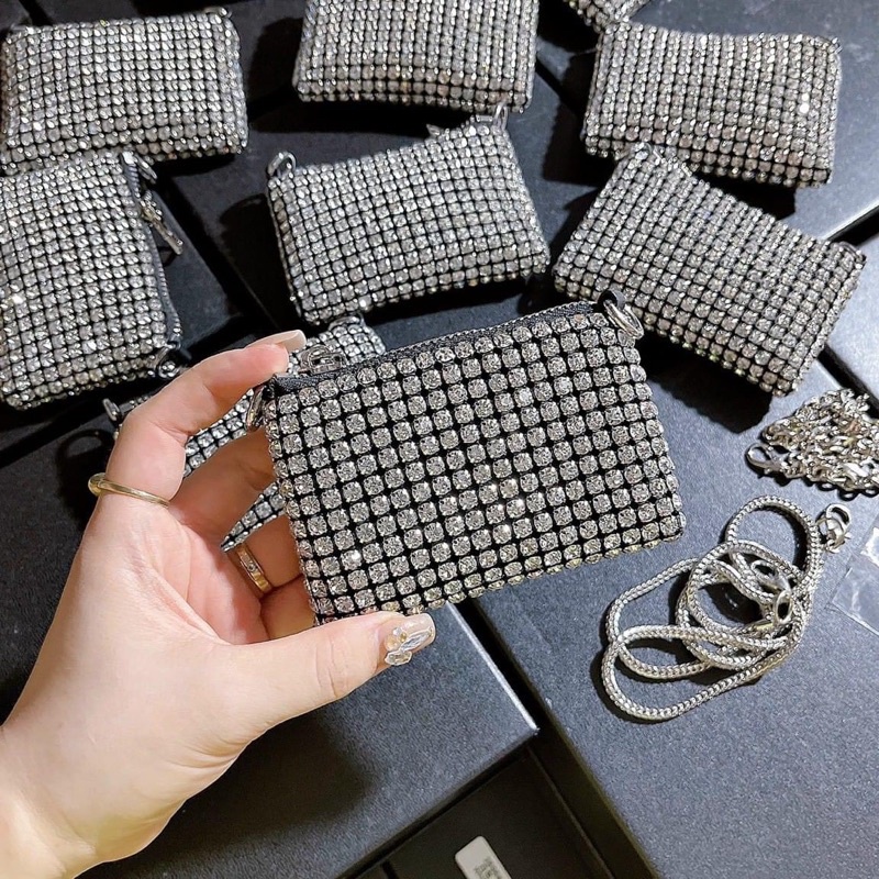 Ví đá Bling size mini cầm tay &amp; đeo chéo cực xinh