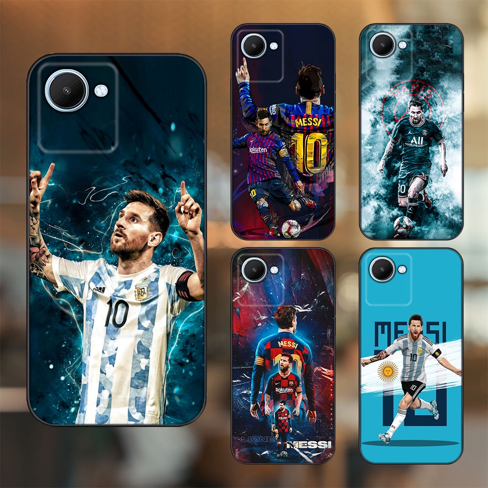 Ốp lưng Realme C30 viền đen in hình Lionel Messi Barcelona PSG