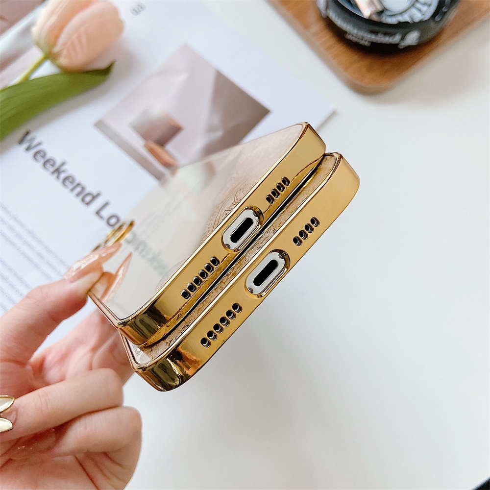 Ốp Điện Thoại Tráng Gương Mạ Vàng In logo Sang Trọng Cho iPhone 13 12 11 Pro Max XS Max XR X
