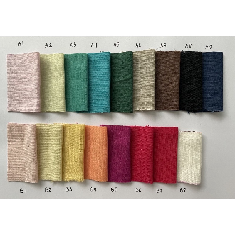 (17 màu) Vải thêu linen khổ 35*45cm - 70*90cm / Phụ liệu may mặc, thêu thùa