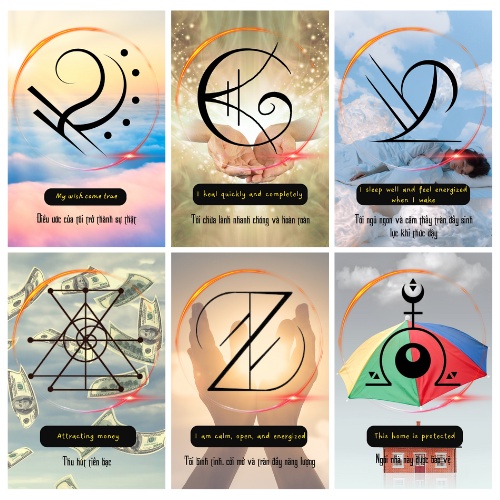 Thẻ sigil ma thuật bỏ ốp điện thoại, dán sổ, quà tặng Hà Lynn