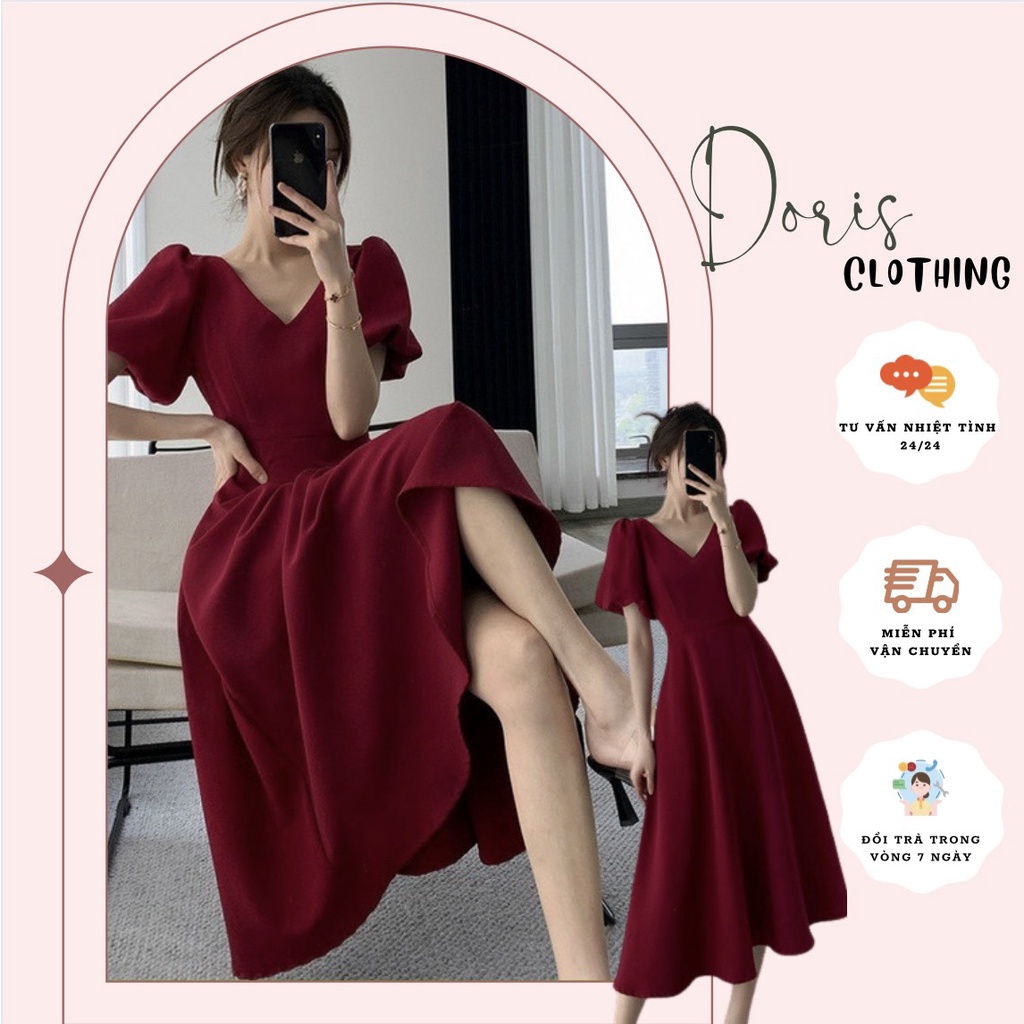 váy đỏ dáng dài dự tiệc sang chảnh-hàng cao cấp loại 1-đầm váy đỏ mặc tết đi chơi noel siêu xinh