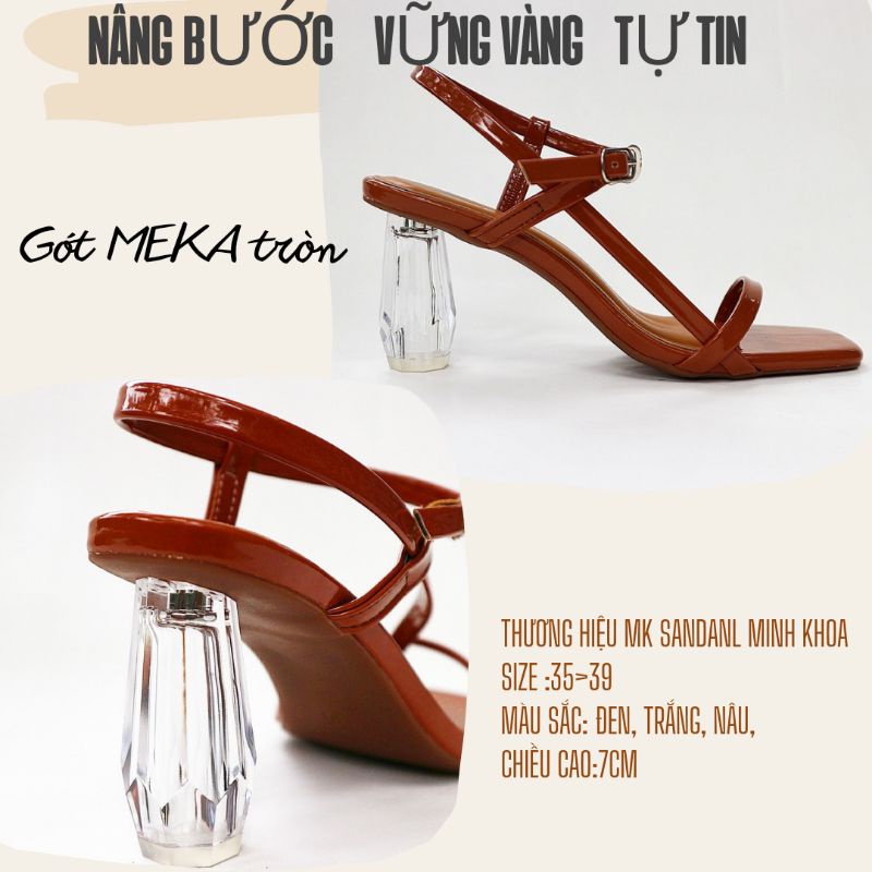giày MK- giày sandanl nữ gót tròn MEKA 7cm quai dây chéo chất da bóng (có quà tặng kèm)hàng xưởng chất lượng giá tốt