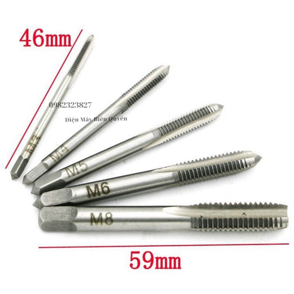 Tay quay taro tự động M3-M8 - Bộ taro tạo ren - tay quay mũi taro ren kèm 5 mũi ta rô
