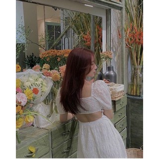 ĐẦM HOA NỔI KHOÉT EO