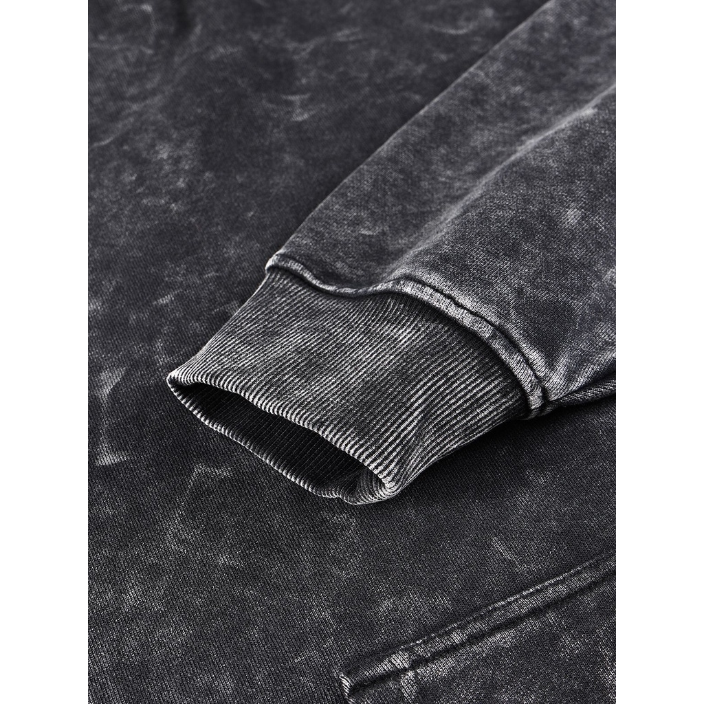 Áo hoodie nỉ wash xám Uninor chất cotton 100% nỉ chân cua nam nữ dáng rộng mũ 2 lớp