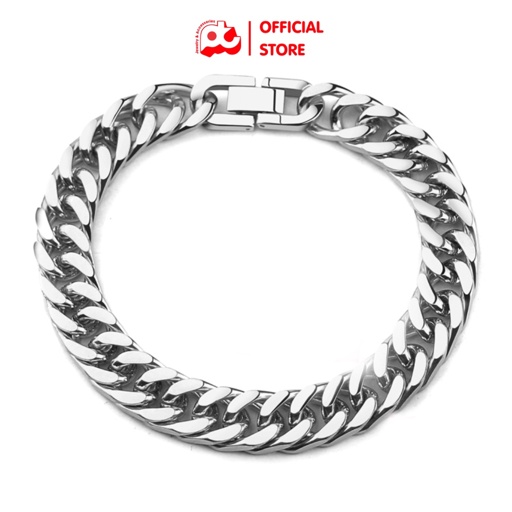 Lắc tay nam kiểu lặc đôi titan cao cấp rẻ đẹp khóa bộ cao cấp thép không gỉ PT JEWELRY cỡ 10mm màu trắng PTLTNA15