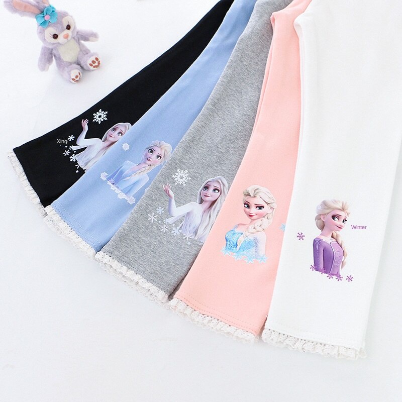 Quần Legging Cotton Nguyên Chất Thoải Mái In Hình Công Chúa Elsa Frozen Phong Cách Âu Mỹ Thời Trang Xuân Thu Mới Cho Bé Gái