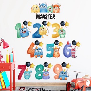 Decal dán tường Hàn Quốc mẫu Số đếm monster cho bé (50*72cm)