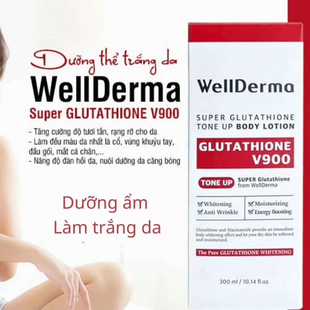 Kem Dưỡng Trắng Da Body Wellderma Super Glutathione Tone Up Body Lotion 300ml.