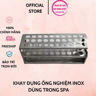 Khay Đựng Ống Nghiệm INOX dùng trong Spa và Thẩm mỹ viện [Khay gồm 3 hàng 2 tầng 30 lỗ]