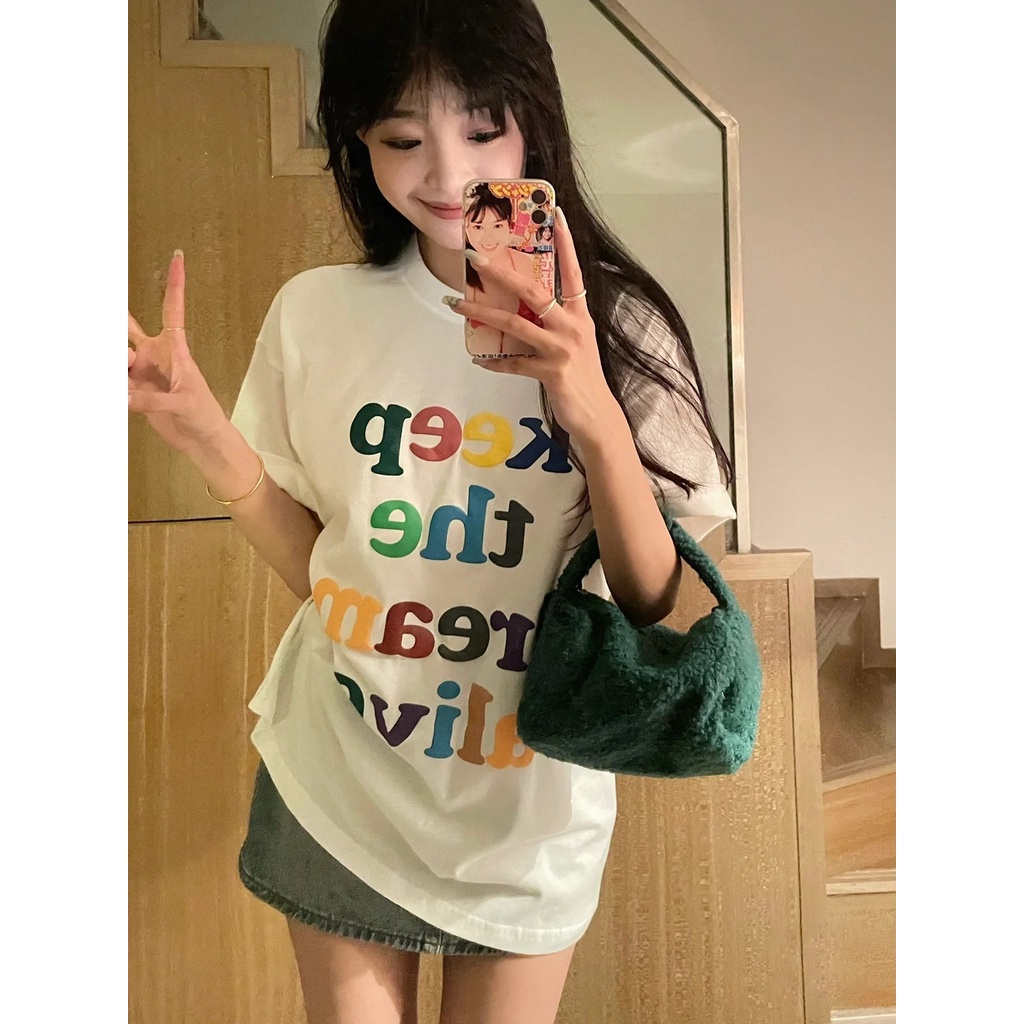 NRVP Áo Thun Unisex Mùa Hè Dáng Suông Tay Cộc Phong Cách Hàn Quốc Cho Nam Nữ