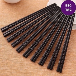 Bộ 10 đôi đũa nhựa phíp đen cao cấp, đũa nhựa chịu nhiệt cao đầu nhám