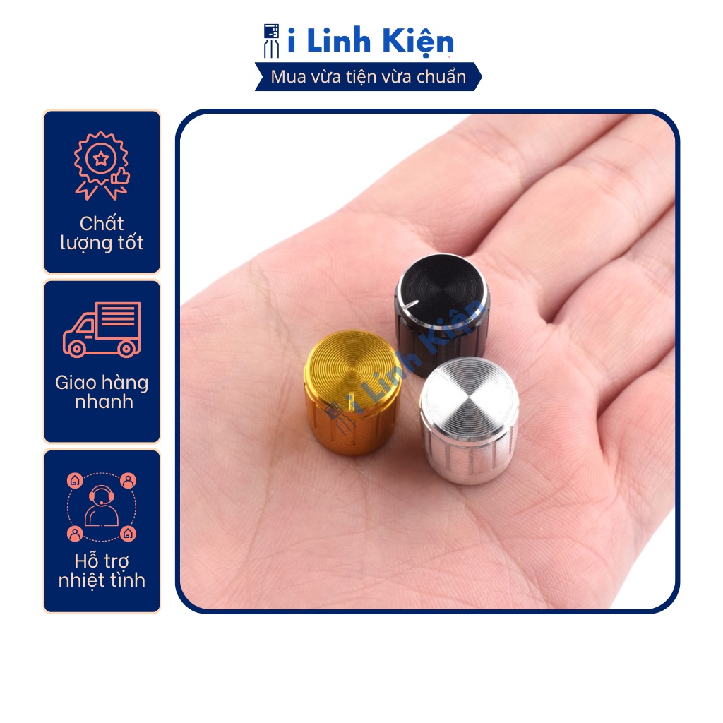 Núm chiết áp nhôm 15x17mm WH148 màu đen