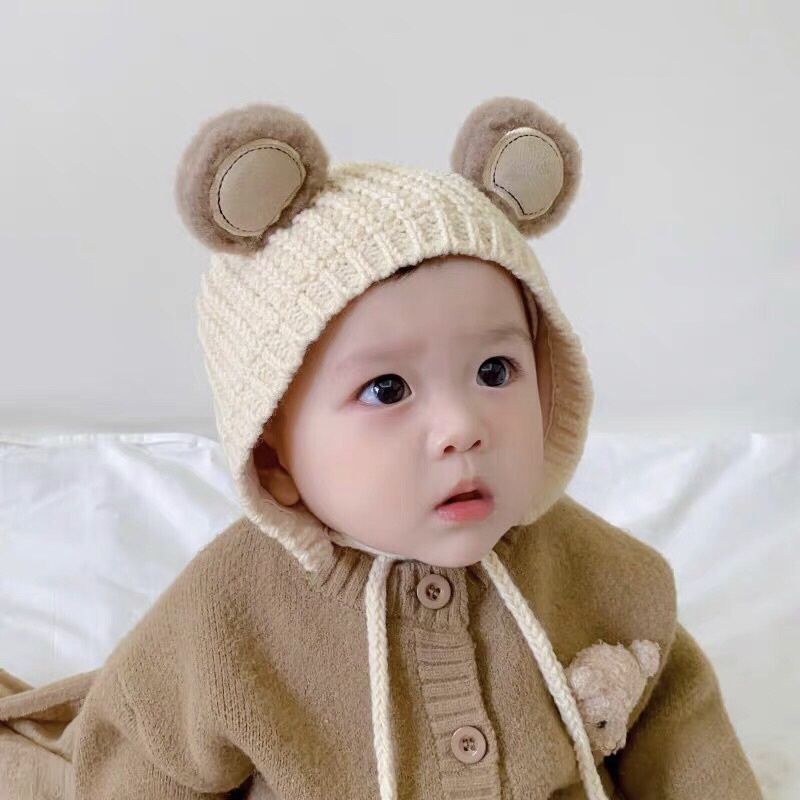 Mũ nón len tai gấu và thỏ cho bé có lót trong ấm áp