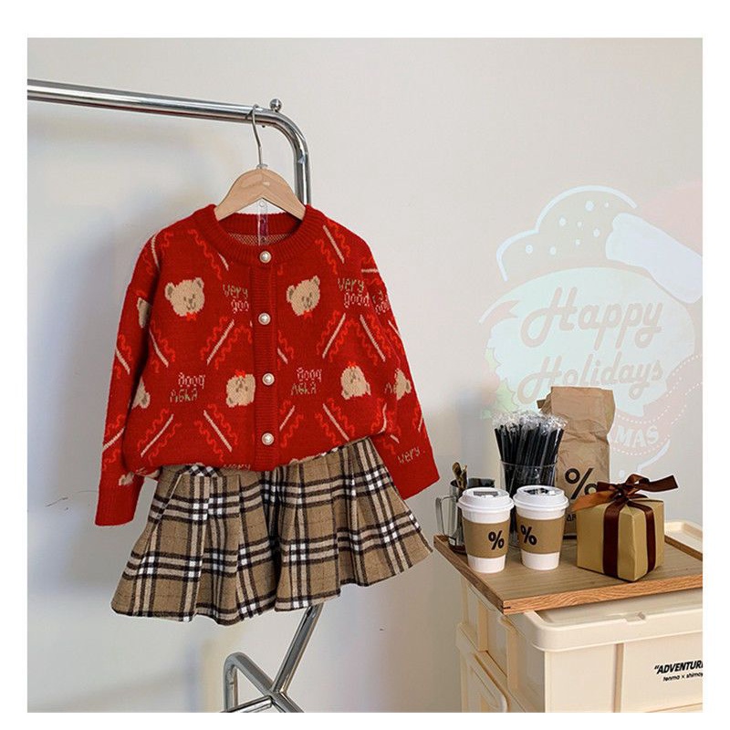 Áo Khoác Cardigan Len Lông Cừu Dày Dặn Phong Cách Phương Tây Thời Trang Mùa Đông Hàng Năm 2021 3MKQ Dành Cho Bé Gái