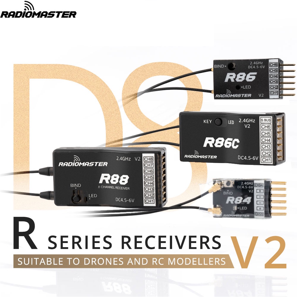 Thiết Bị Nhận Tín Hiệu Radiomaster R81 R84 R86 R86C R88 R161 4CH 6CH 8CH 16CH RSSI V2.0 Cho FRSKY D8 D16 TX16S SE RC FPV