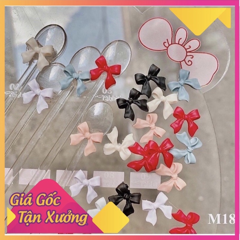 Nơ bột nail, hoa bột , phụ kiện trang trí móng