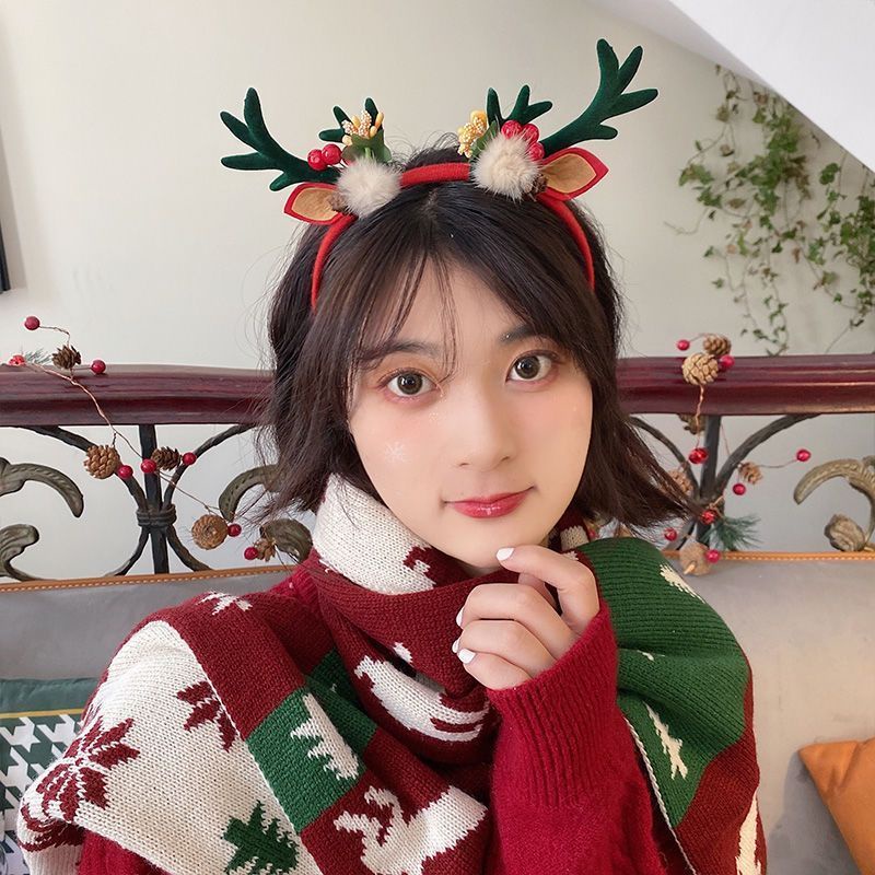 Băng Đô Cài Tóc Hình Sừng Tuần Lộc Giáng Sinh Dễ Thương Cho Nữ