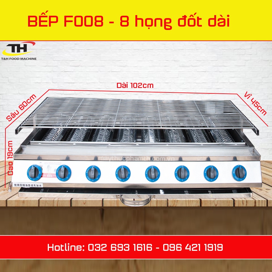 Bếp nướng gas hồng ngoại AISIKAO 8 họng dài