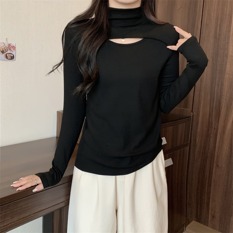 Áo SUXI tay dài màu trơn thiết kế khoét lỗ phong cách quyến rũ