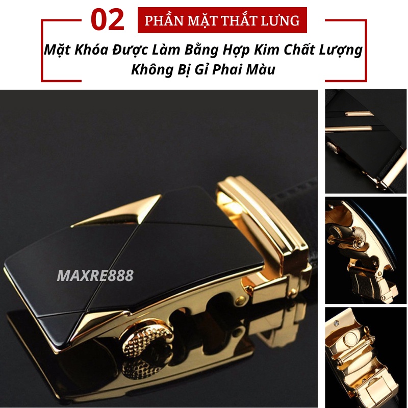 Thắt lưng nam, dây nịt da cao cấp mặt đúc nguyên khối khóa tự động tiện dụng sang trọng cá tính