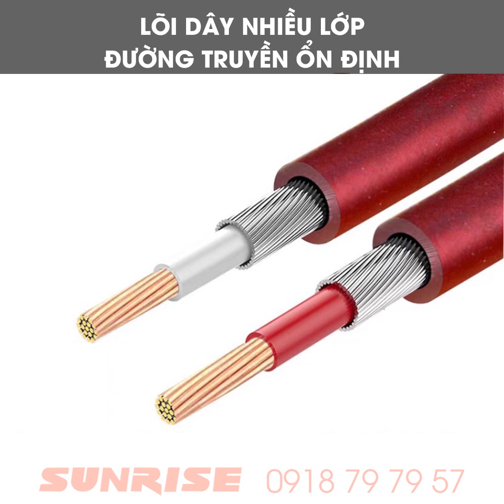 Dây cáp âm thanh 3 li 3.5 ra 2 đầu RCA  dài 3-5m , Dây Cáp tín hiệuAV lõi đồng - Sunrise 204