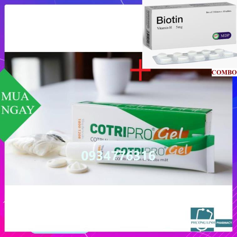 Combo Biotin 5mg+ Gel bôi trĩ Cotripro tuýp 25g giúp co và săn se búi trĩ