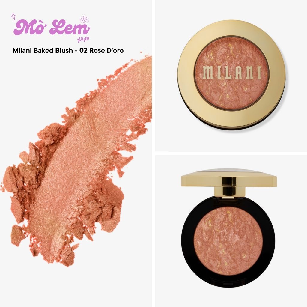Má Hồng Milani Baked Blush Chất Phấn Bám Lâu, Nhũ Nhẹ Siêu Glowy- Hàng Mỹ | Molembodycare