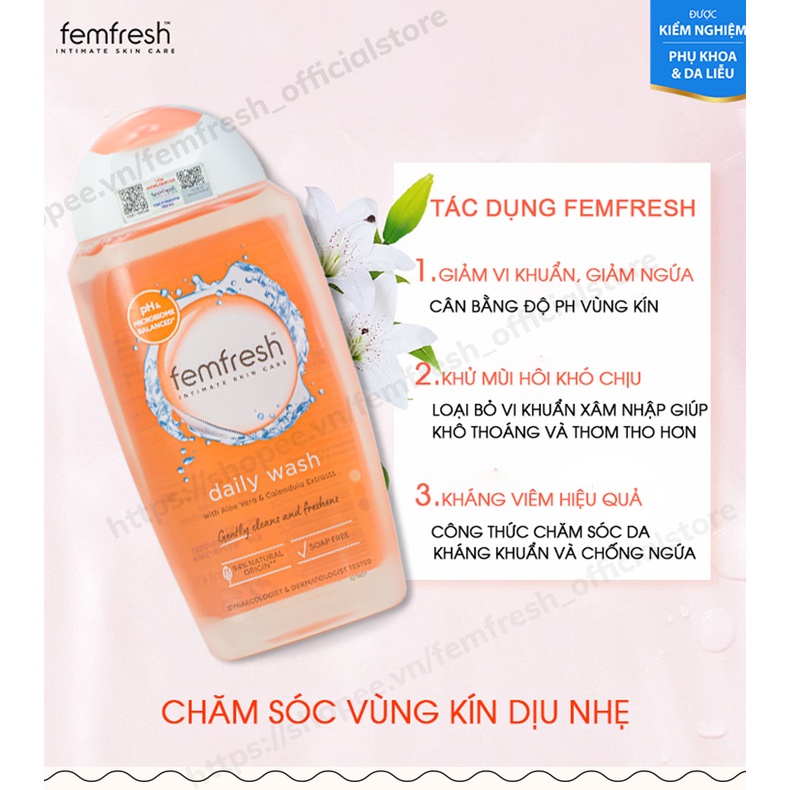 Dung dịch vệ sinh phụ nữ Femfresh Daily Intimate Wash màu cam Anh Quốc dung tích 250ml
