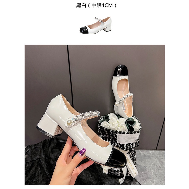 Giày Cao Gót Đế Dày Phối Khóa Cài Phong Cách Chanel Pháp Cổ Điển Thời Trang Mùa Hè 222 Cho Bạn Gái