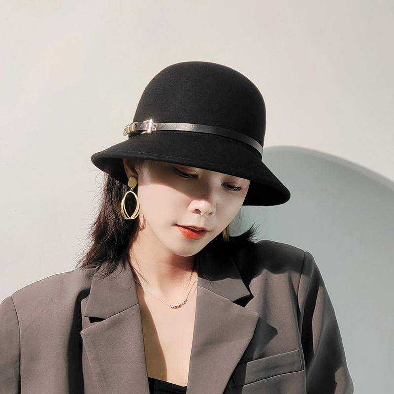 Mũ Len Màu Đen Phong Cách Anh Quốc Cổ Điển Thời Trang Thu Đông Cho Nữ