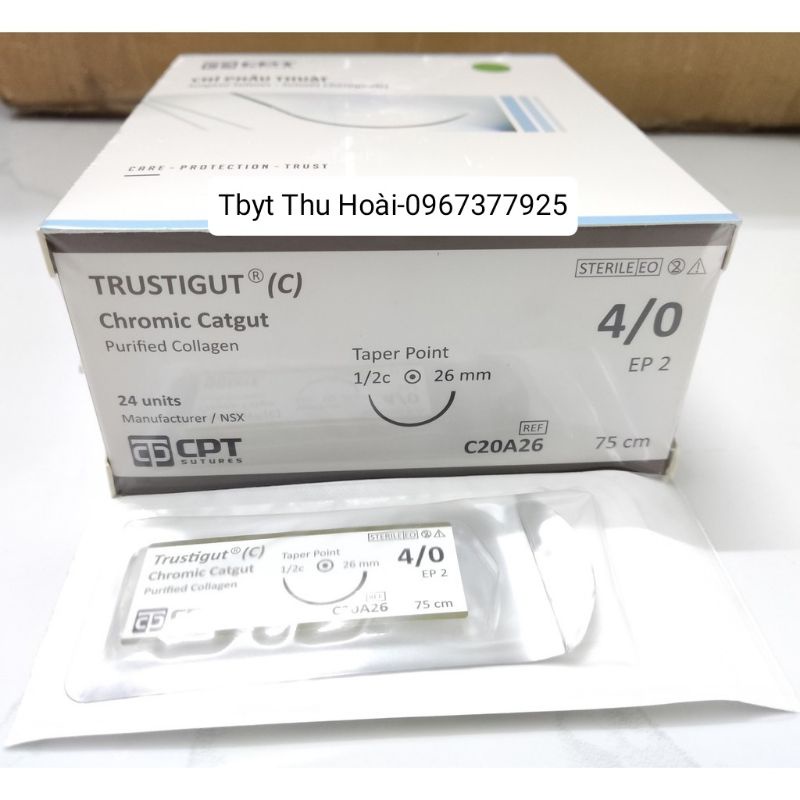 Chỉ Tự Tiêu CPT TRUSTIGUT C 2/0 -3/0 -4/0  - Chỉ Phẫu Thuật Và Dùng Cho Cấy Chỉ Tự Tiêu sau 14-21 ngày