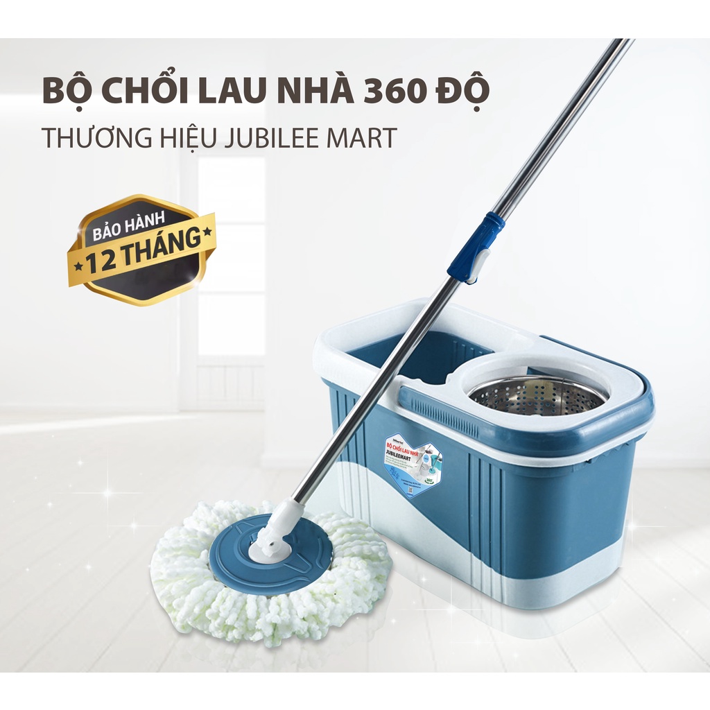 Bộ Chổi Lau Nhà Jubilee Mart Tự Vắt Thông Minh, Bộ Lau Nhà 360 Độ Giá Rẻ Thông Minh Kèm Thùng Và Bông Lau