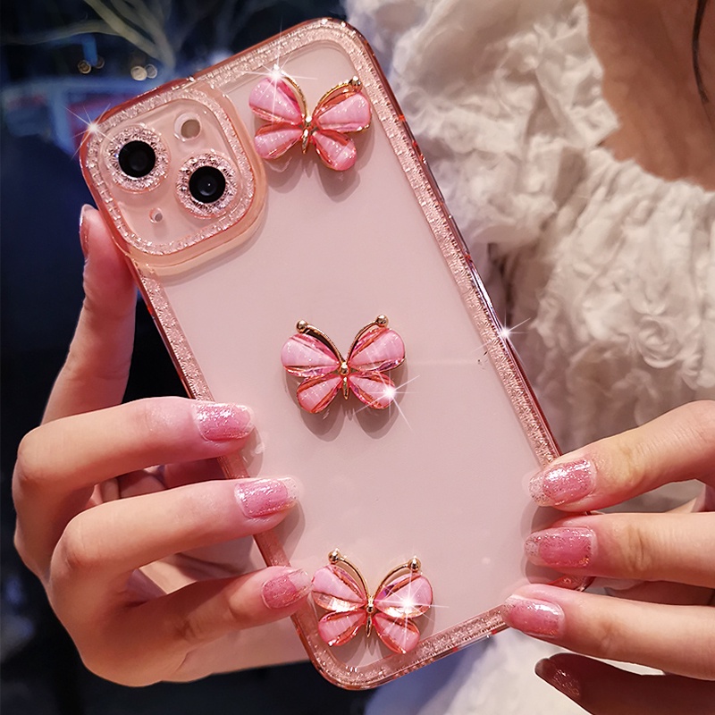 Ốp Điện Thoại TPU Mềm Chống Sốc Đính Nơ Dễ Thương Cho iPhone 14 13 12 11 Pro Max XS Max XR X