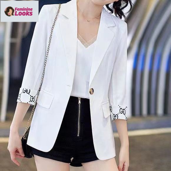 Áo Khoác Vest Mỏng Dáng Ngắn Màu Trắng Thời Trang Mùa Thu 2022 Cao Cấp Cho Nữ
