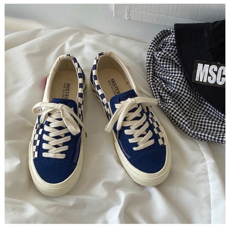 SẴN-Giày sneaker Ulzzang caro, form đẹp-Clip+Ảnh thật