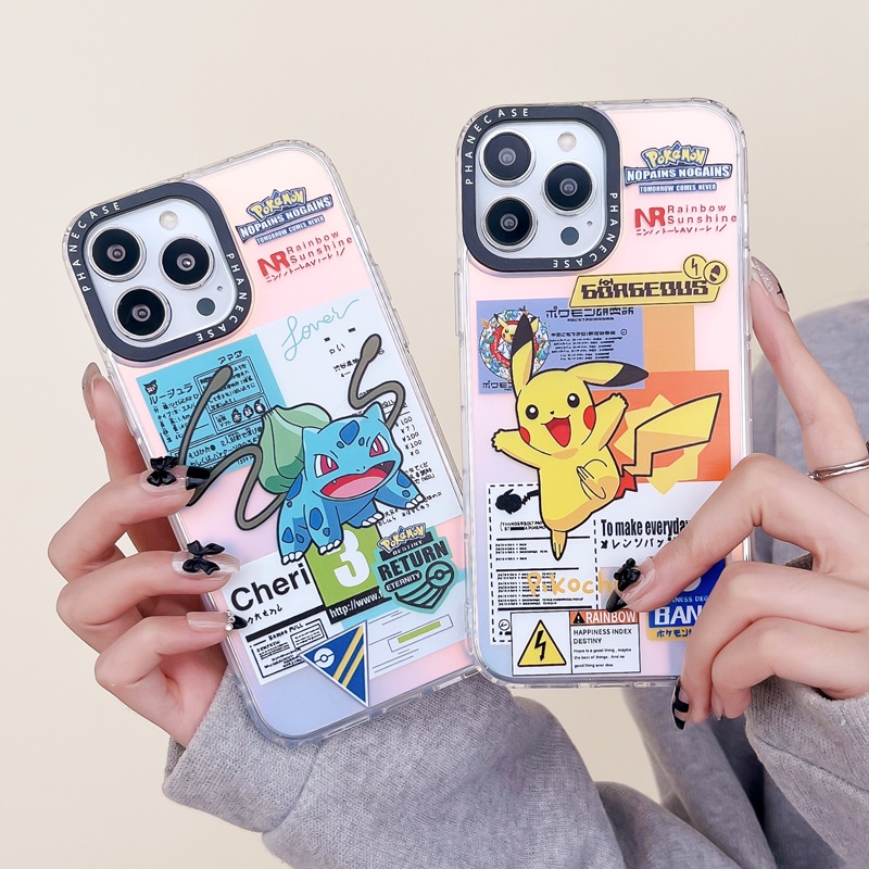 Ốp Điện Thoại Chống Sốc Màu Laser Hình Pokemon Pikachu Thời Trang Cho iPhone 14 13 12 11 Pro Max 14Plus X XS XR XSMax 11