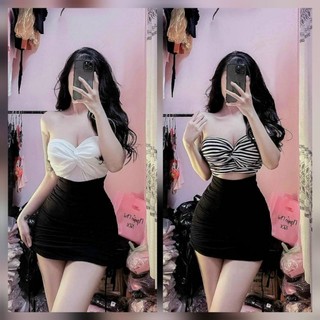 Set bộ áo ống kèm chân váy rút dây hai bên