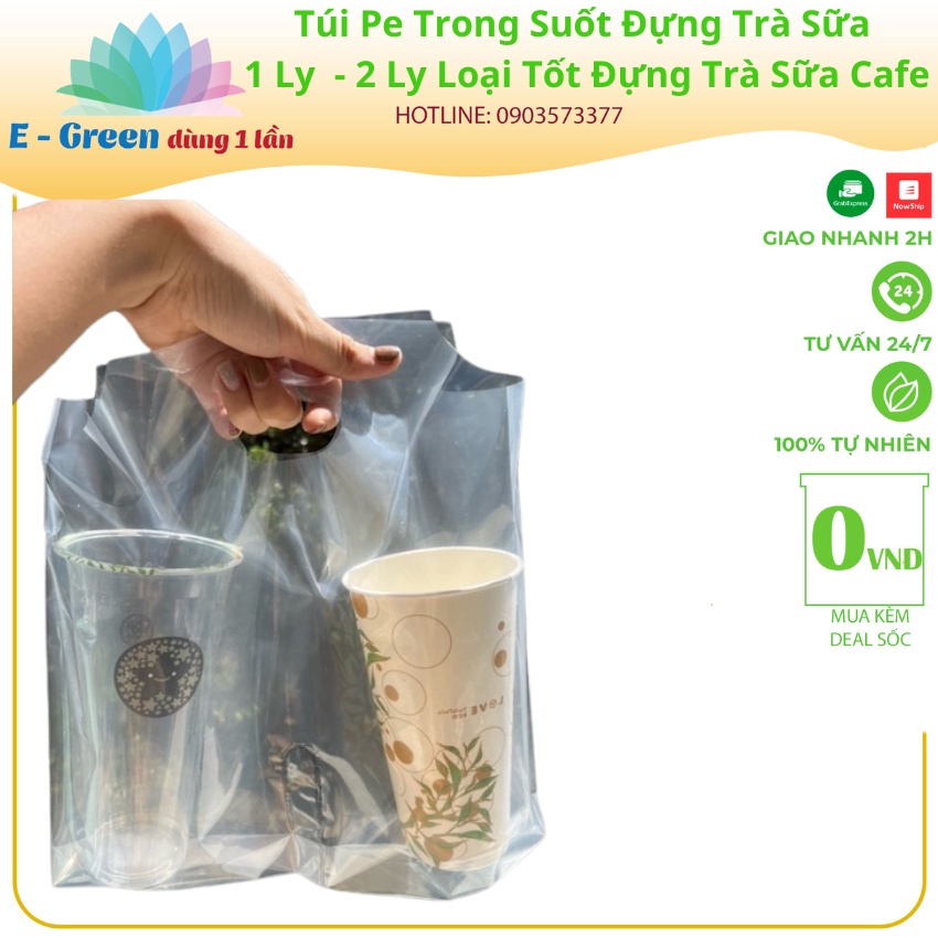 1 kg Túi đựng trà sữa ,2 Ly ,1 Ly ,Túi trong, đựng trà Sữa - E Green Dùng 1 Lần