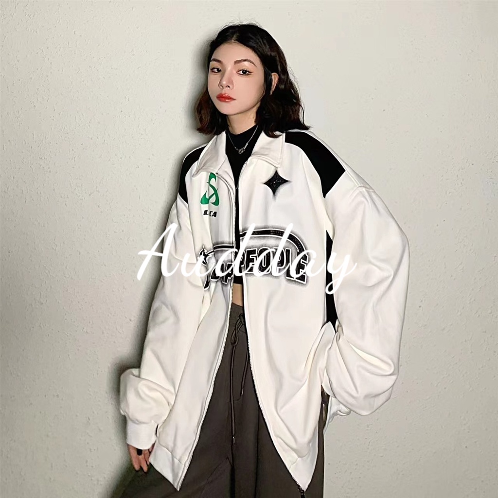 Audday Áo Khoác Bóng Chày Bằng polyester 100% Hai Lớp In Họa Tiết Dành Cho Nữ