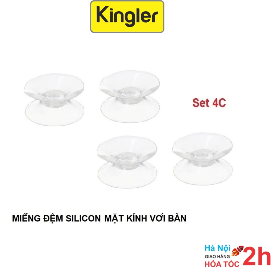 4 Miếng Silicon - Kingler, Đệm Kính Mặt Bàn, Lót Giữ Kính và Mặt Bàn, Chống Xê Dịch Và Trơn Trượt Mặt Kính. 5507