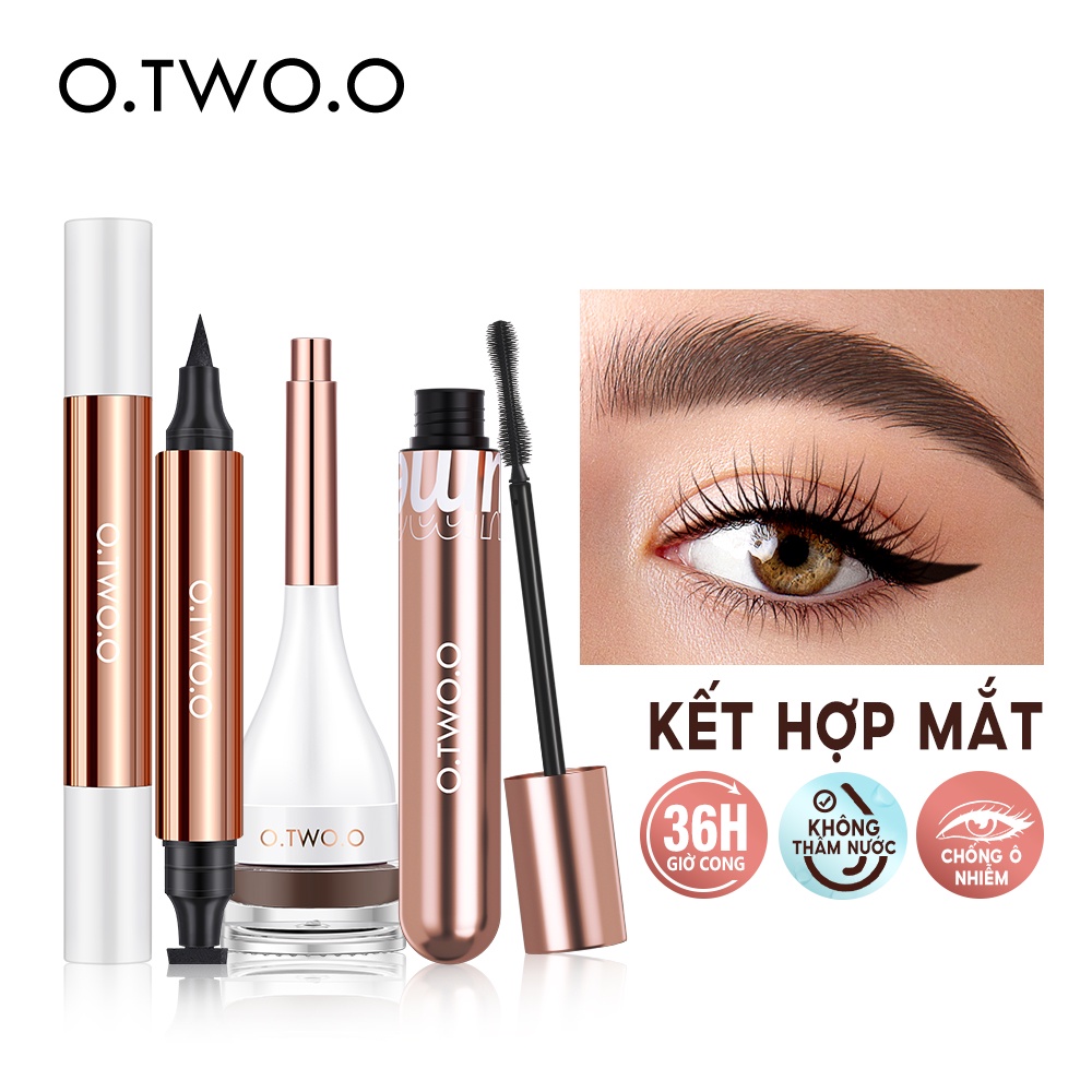 Bộ mỹ phẩm trang điểm mắt O.TWO.O gồm Mascara + kem lông mày + bút kẻ mắt + con dấu trang điểm chống thấm nước lâu