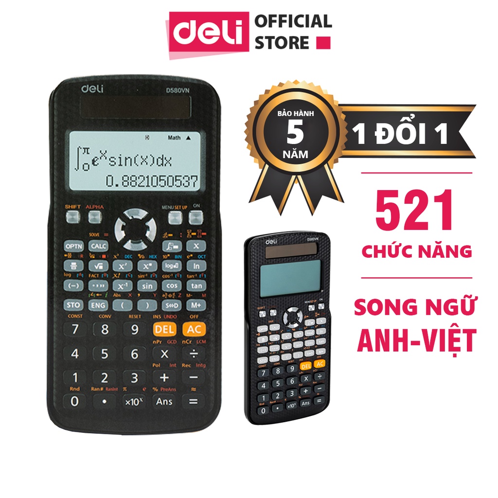 Máy tính học sinh Deli CD580VN mới nhất dành cho học sinh cấp 2 cấp 3 lớp 6 đến lớp 12 chuyên dụng mang vào phòng thi