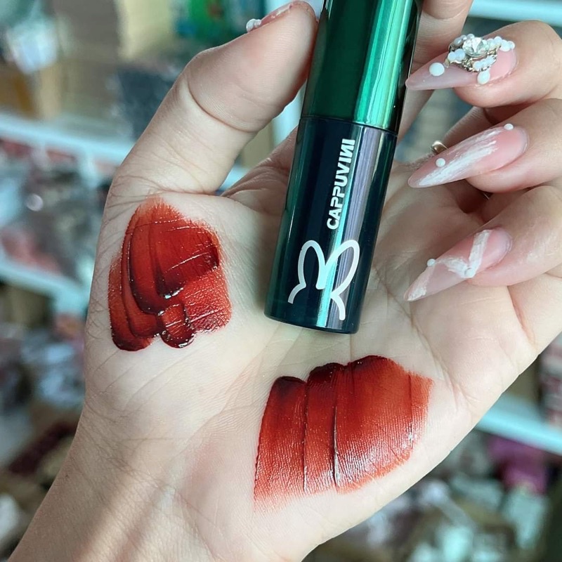 Son Thỏ Xanh Lá Son tint Lì Thỏ Đen Màu 10 Cappuvini