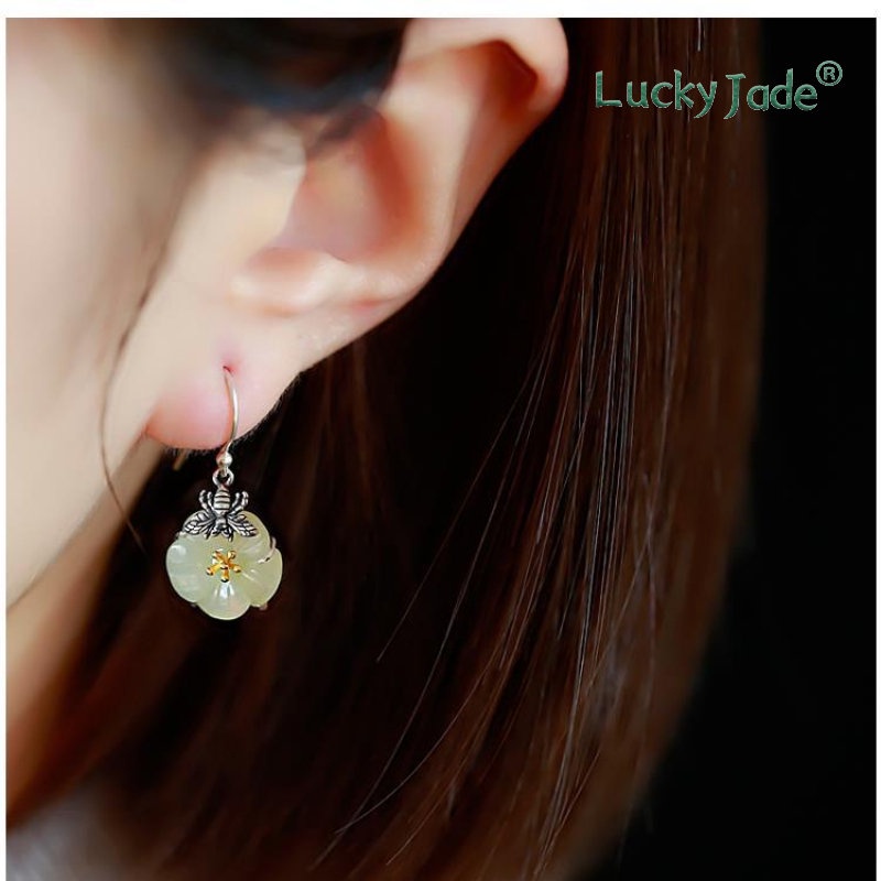 Bông Tai Mạ Bạc 925 Hình Ong Và Hoa Trà Thời Trang Cho Nữ