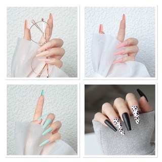 Set 24 móng tay giả dài nhọn không thấm nước kèm keo